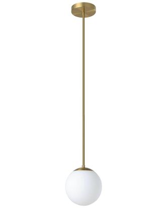 Eglo Eglo Rondo 1 Light Mini Pendant With Brushed Brass Finish & White Glass Shade