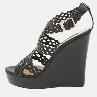 Roberto Cavalli Brown Leather Wedge Sandals