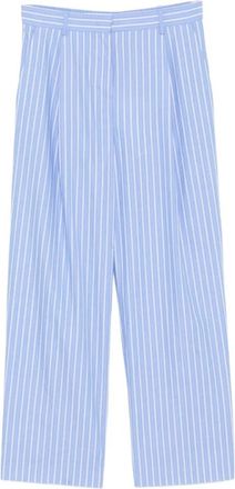 Karl Lagerfeld Autograph Gestreepte Poplin Broek - Dames - Wijde Broeken - Blauw - S - Katoen - Broeken