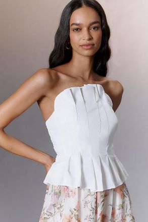 Porridge Ruffled Peplum Strapless Corset Top