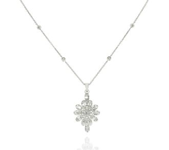Bespoke White Gold Diamond Floral Pendant Necklace 0.98ct TDW