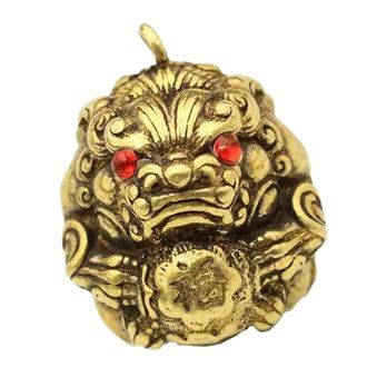 Supvox Brass Pi Yao Keychain Pendant Vintage Feng Shui Wealth Charm Key Ring Hanging Decor for Prosperity and Good Fortune Home Office Accessories