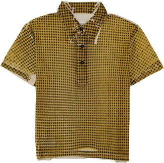 Maison Margiela Checkered Cropped Cupro-Blend Polo Shirt