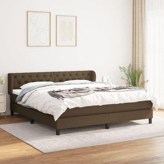 vidaXL Vidaxl - Cama Box Spring Con Colch&oacute;n Tela Marr&oacute;n Oscuro 160x200 Cm