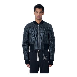 Moncler Geocamo Cropped Gewatteerd Bomberjack - Heren - Bomber jackets - Zwart - M - Wol - Jassen