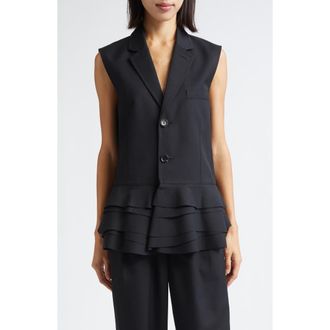 Comme Des Gar&ccedil;ons Yarn Dyed Gabardine Vest in Black at Nordstrom, Size Small