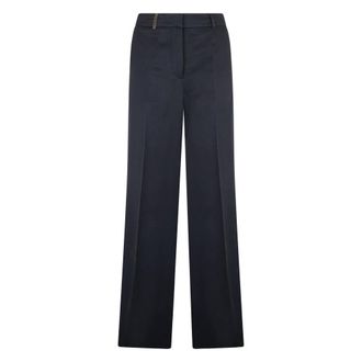 PESERICO Peserico, Straight Trousers, female, Blue, Size: 2XS Cotton trousers with pleat