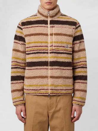 Moncler striped teddy-effect zip cardigan
