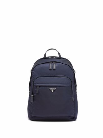 Prada Re-Nylon triangle logo backpack - Blue