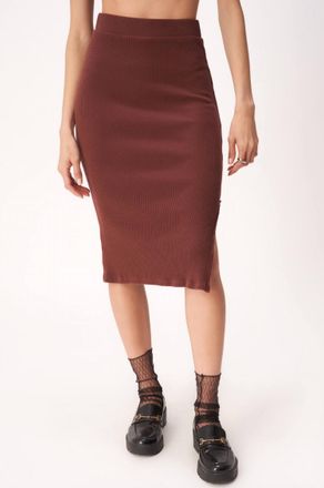 Bloomingdale's Throw & Go Sweater Rib Midi Skirt In Spiced Copper
