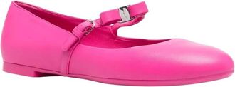 Ferragamo Womens Lizz Leather Ballet Shoes In Hot Pink