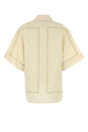 C & M Camilla and Marc Womens Cream Linen Blend Fortuna Shirt Lemon Exterior: Viscose Camicie
