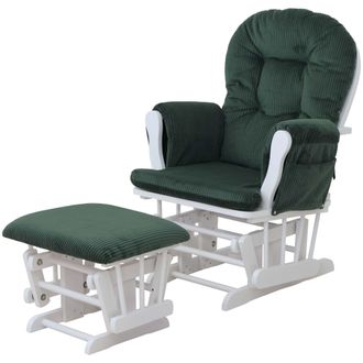 Hhg [nunca Usado] Sill&oacute;n Relax Hhg-021, Sill&oacute;n Mecedora Mecedora Con Taburete Tejido Cuerda 320g/m&sup2; Oeko-tex, Verde Armaz&oacute;n Blanco