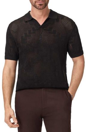 John Varvatos Corso Organic Cotton Diamond Crochet Polo in Brandy at Nordstrom, Size Xx-Large