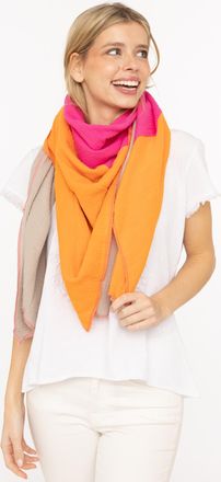 Zwillingsherz Dreieckstuch ZWILLINGSHERZ Viereck Blockstreifen, Damen, beige orange, Web, Baumwolle, mehrfarbig, Modet&uuml;cher Dreieckstuch, farbenfroh, Colour Block, 