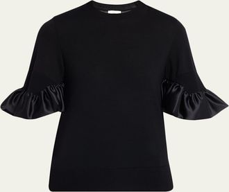 Comme Des Gar&ccedil;ons Ruffled-Cuff Wool Sweater