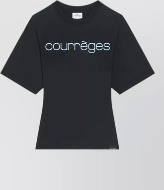 Courr&egrave;ges printed dress a line cut round neck