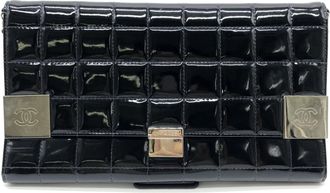 Chanel Black Patent Chocolate Bar Chain Shoulder Womens Bag (Pre-Owned)