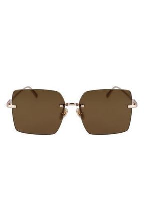 Ferragamo Prisma 60mm Rectangular Sunglasses in Rose Gold/brown at Nordstrom Rack