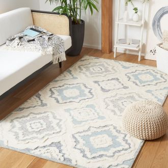 Safavieh Metro Hand Made Area rug, Ivory / Light Blue Transitional Style Non-Shedding