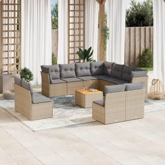 vidaXL Set De Sof&aacute;s De Jard&iacute;n 12 Pzas Y Cojines Rat&aacute;n Sint&eacute;tico Marr&oacute;n Vidaxl