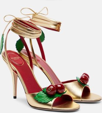 Valentino Garavani Cherryfic 100 metallic leather sandals