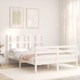 vidaXL Bed Frame without Mattress White Small Double Solid Wood Vidaxl