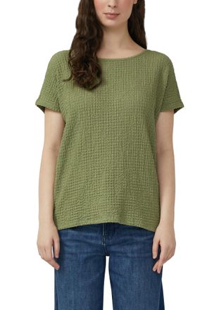 s.Oliver T-Shirt S.OLIVER, Damen, Gr. 34, summer khaki, Strick, Obermaterial: 96% Polyester, 4% Elasthan, Strukturmuster, relaxed fit normal, U-Boot-Ausschnitt