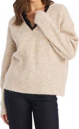 Allison New York Hepburn V-Neck Sweater In Oatmeal