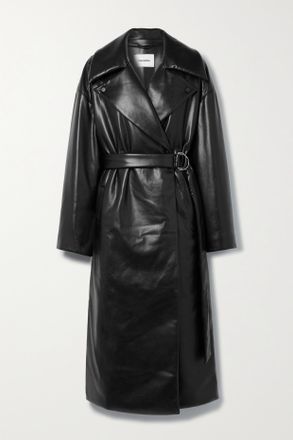 Nanushka Cappotto Imbottito In Materiale Vegan Riciclato Con Cintura Liano - Nero