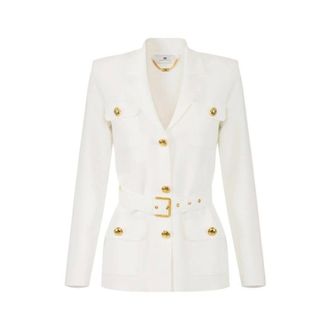 Elisabetta Franchi Light Jackets, female, White, Size: M Roma Knit Jacket