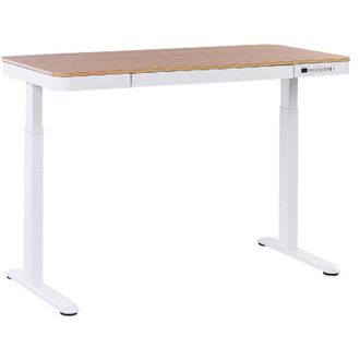 Beliani Beliani - Scrivania elettrica ad altezza regolabile legno chiaro e bianco 120x60 cm Kenly