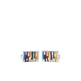 Paul Smith Cufflinks & Tie Clips, male, Multicolor, Size: ONE SIZE Signature Stripe Curved Cufflinks