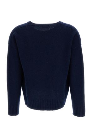 Drumohr Boxy Cut Cashmere Sweater with Ribbed V-Neck