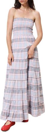 FRNCH Dalel Smocked Tiered Strapless Maxi Dress in Bleu Clair at Nordstrom, Size X-Small