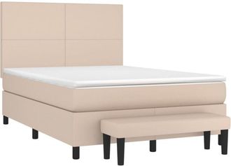 vidaXL Vidaxl - Cama Box Spring Con Colch&oacute;n Cuero Sint&eacute;tico Capuchino 140x190cm