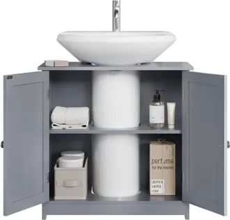 Woltu Mobiletto Bagno Cassettiera Bagno Armadietto Bagno Mobile Sottolavabo Per Bagno Grigio - Woltu