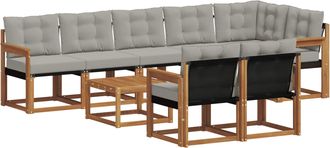 vidaXL Conjunto De Sof&aacute;s De Exterior 9 Uds. Gris Natural Y Claro Vidaxl