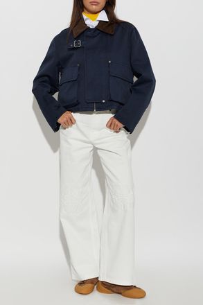 Loewe Short Jacket With Pockets, Womens, Navy Blue