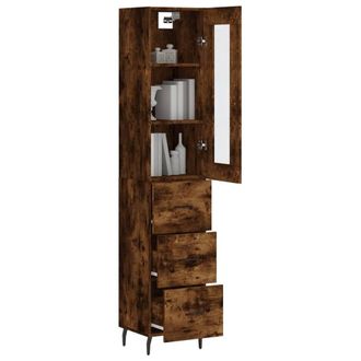 Berkfield Home Highboard Smoked Oak 34.5x34x180 cm Engineered Wood in Brown