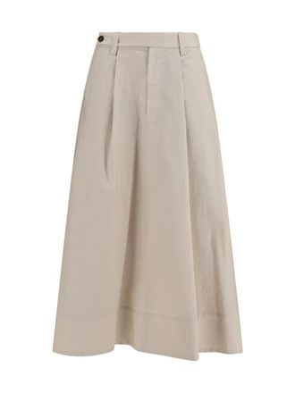 Brunello Cucinelli Beige Pleated Midi Skirt