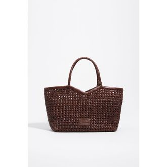 Bimba & Lola Braided Leather Shopper Bag in Nut at Nordstrom
