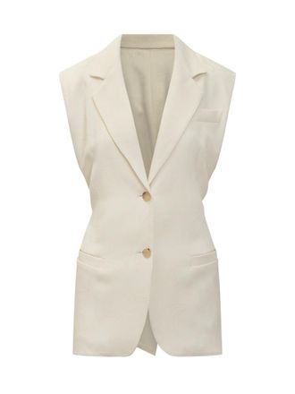 Etro White Textured Notched Lapel Blazer