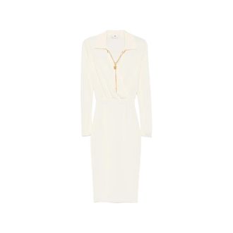 Elisabetta Franchi Padlock-detail Long-sleeve Midi Dress