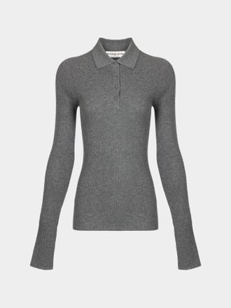 arch4 Nightingale Baby Goat Cashmere Long-Sleeved Polo Top Size: S