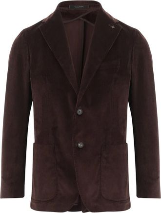 Tagliatore Ribbed Stretch Cotton Jacket - Heren - Blazers - Bruin - M - Katoen - Jassen