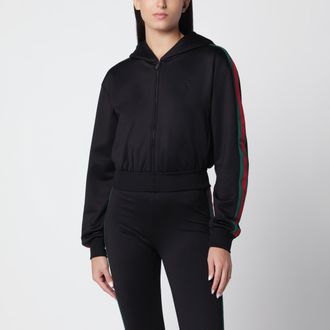 Gucci Felpa con zip cropped nera in misto cotone