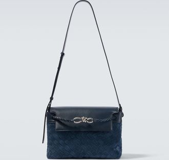 Bottega Veneta Andiamo Intrecciato Small suede messenger bag