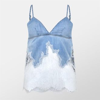 Diesel Womens Spaghetti Strap Regular Fit Tank in Blue Denim - Size 14 UK
