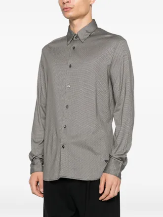 Emporio Armani Geometric-Pattern Cotton-Blend Shirt - grey